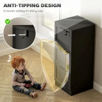 HOMCOM 3-Drawer Filing Cabinet with Lock - Black(m-7)