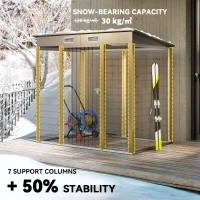 Outsunny 4 x 6ft Galvanised Metal Garden Shed, with Locking Door - Grey(m-5)