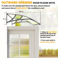 Outsunny Front Door Canopy, Outdoor Awning, Rain Shelter, 110 x 60cm, Grey(m-7)