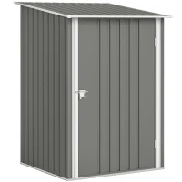 Outsunny Casetta da Giardino Porta Attrezzi in Acciaio Galvanizzato con Porta a Battente, 100x104x160 cm, Grigio Chiaro(m-1)