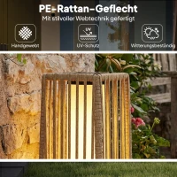 Outsunny Solar Stehlampe Rattan Solarlampen mit Lichtsensor Automatische LED Solarleuchte im Boho-Stil IP44(m-6)
