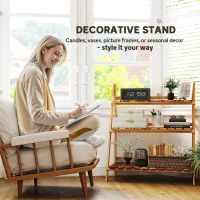 Outsunny Wooden Folding Flower Pot Stand 3 Tier Garden Planter Display Ladder Gardener Storage Shelves Rack Herb Holder (80L x 37W x 93H cm)(m-6)