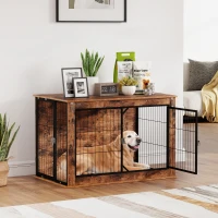 PawHut Dog Crate Furniture with Openable Top, Two Doors, for Large Dogs, Rustic Brown(m-10)