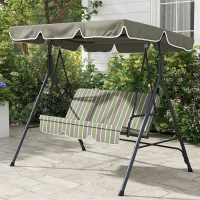 Outsunny Three-Seater Garden Swing Chair, with Adjustable Canopy - Green(m-2)