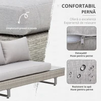 Outsunny Set Mobilier canapele si masuta pentru Gradina din Ratan Gri(m-6)