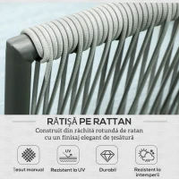 Outsunny Set de Grădină 4 Piese din Ratan și Aluminiu cu Măsuță de Cafea, 2 Canapele pe Colț și Fotoliu, Albastru(m-4)