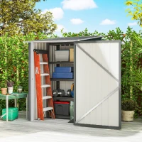 Outsunny Casetta da Giardino Porta Attrezzi in Acciaio Galvanizzato con Porta a Battente, 100x104x160 cm, Grigio Chiaro(m-2)