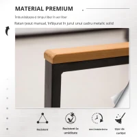 Outsunny Set Mobilier de Grădină din Ratan din 2 Scaune cu Brațe pentru Terasă, Bancă și Masă de Cafea, 80x42x37 cm, Negru(m-5)