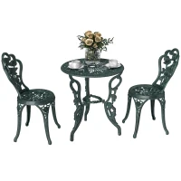 Outsunny 3-delige bistroset Balkonset tuinmeubelen balkon gegoten aluminium antiek groen(m-1)
