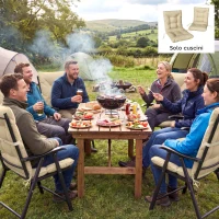 Outsunny Set 2 Cuscini per Sedie da Esterno con Lacci di Fissaggio, in Poliestere e Cotone, 120x50x8 cm, Beige(m-9)