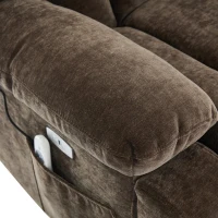 Electric Power Lift Recliner Armchair with Vibration Massage and Lumbar Heating, Sofa with Cup Holders & Side Pocket, 95L x 94W x 107H cm, Brown(m-12)