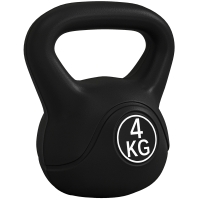 HOMCOM Pesa Rusa de 4 kg Kettlebell Relleno de Arena con Mango Ancho y Base Plana para Entrenamiento 18x12x20 cm Negro