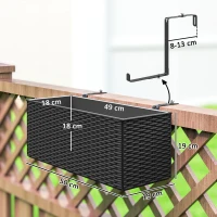 Outsunny Set of Two Rattan-Effect Planters - Black(m-3)