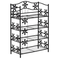 HOMCOM plantenrek bloemenrek plantenstandaard plantenetagere metaal 4 niveaus zwart(m-1)