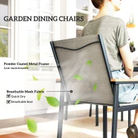 Outsunny Seven-Piece Metal Garden Dining Set, with Glass-Top Table - Khaki(m-4)