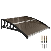 Outsunny Front Door Canopy, Outdoor Awning, Rain Shelter for Window, Porch and Front/Back Door, 103 x 96.5 cm, Brown(m-10)