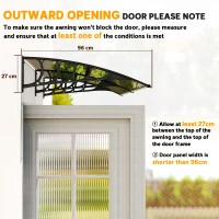 Outsunny Front Door Canopy, Outdoor Awning, Rain Shelter, 200 x 96cm, Brown(m-7)