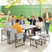 Outsunny Nine-Piece Steel Frame Garden Dining Set - Dark Grey(m-9)