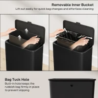 HOMCOM 8L Hanging Kitchen Bin, Rubbish bin with Lid and Removable Inner Bucket for Kitchen Cabinet Door, Under Sink, Office(m-6)