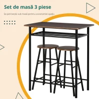 Homcom Set Masa inalta cu 2 Scaune – Bar & Bucatarie cu Raft Integrat(m-7)