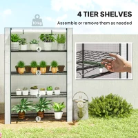 Outsunny Mini Greenhouse with Reinforced PE Cover, Portable Indoor Outdoor Green House with Roll-up Door, 170 x 120 x 50cm, White(m-4)