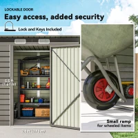 Outsunny 4 x 6ft Galvanised Metal Garden Shed, with Locking Door - Grey(m-6)