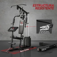HOMCOM Máquina de Musculación con Placas de Peso de 45 kg Carga Max. 100 kg para Entrenamiento Fitness en Hogar Gimnasio Negro(m-6)