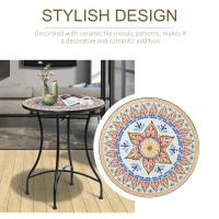 Outsunny Φ60cm Mosaic Outdoor Patio Table - Red(m-6)