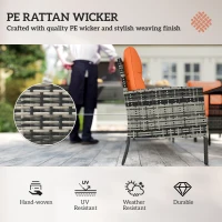 Outsunny 6 Pieces Rattan Garden Furniture Set with Dining Table and Cushions, Orange(m-5)