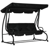 Outsunny Three-Seater Garden Swing Bed - Black(m-10)