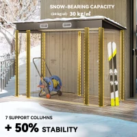 Outsunny 3.7 x 7.9ft Galvanised Steel Shed, with Latched Door and Padlock - Oak(m-5)