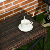 Outsunny PE Rattan Garden Side Table, Outdoor Coffee Table with X-Shape Frame, Mixed Brown(m-9)