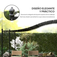Outsunny Pérgola de Pared 3x6 m con Techo Inclinado Orificios de Drenaje y Estructura Metálica Gris Oscuro(m-7)