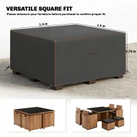 Outsunny Protective Cover for Garden Furniture Winterproof Waterproof Cover Anti-UV Cover 420D Oxford Fabric 125x125x74cm Black(m-3)