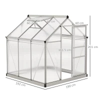 Outsunny 6 x 6ft Polycarbonate Greenhouse - Clear(m-3)