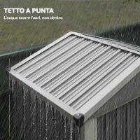 Outsunny Casetta da Giardino in Acciaio 1.1m² con Doppie Porte Bloccabili, 133x87x178 cm, Grigio Argento(m-7)