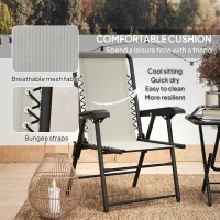 Outsunny Three-Piece Garden Table and Chair Set - Cream White(m-6)