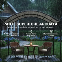 Outsunny Pergola Gazebo 3x3 m con Tetto ad Arco, in Metallo e Poliestere 180g/m², Bianco Crema(m-4)