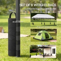 Outsunny 8 Pack Gazebo Sand Weights Bags, 40 kg 600D Heavy Duty Sand Bags Sandbags for Canopy Tent Legs, Without Sand, Black(m-4)