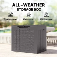 Outsunny 93L Plastic Garden Storage Box, Outdoor Storage Box with Handles, Waterproof Outdoor Storage Container, Brown(m-7)