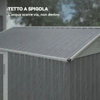 Outsunny Casetta da Giardino Alta in Acciaio da 3.51m² con Prese d'Aria e Porta Bloccabile, 209x177x236 cm, Argento(m-7)