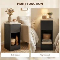 HOMCOM Set of Two Modern Storage Bedside Tables - Black(m-6)