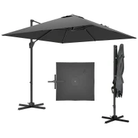 Outsunny Patio Offset Parasol Umbrella - Dark Grey(m-10)