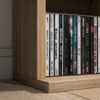 HOMCOM CD Storage Unit with Adjustable Shelves, Suitable for up to 456 CDs, 89 x 130.5 cm, Nature Wood Finish(m-11)