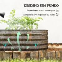 Outsunny Caixa de Plantio de Exterior Grande em Aço Galvanizado para Cultivo de Plantas 150x62x30 cm Cinzento(m-5)