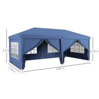 Outsunny 3 x 6m Pop-Up Gazebo, with Curtain Walls and Windows - Blue(m-3)