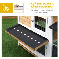 PawHut Cușcă pentru Iepuri cu Uși Multiple, Rampă și Spațiu Deschis,  157.4x53x93.5 cm, Galben și Negru(m-6)