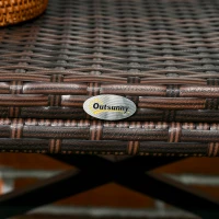 Outsunny PE Rattan Garden Side Table, Outdoor Coffee Table with X-Shape Frame, Mixed Brown(m-8)