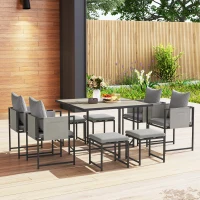 Outsunny Nine-Piece Steel Frame Garden Dining Set - Dark Grey(m-8)