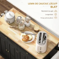 HOMCOM Insula Bucatarie pe Roti – Blat Lemn, Rafturi & Suporturi(m-5)
